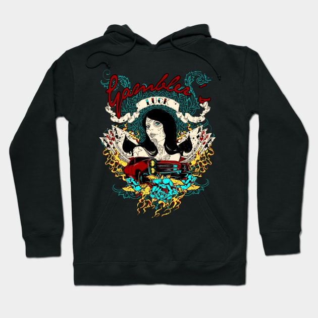 gambler woman Hoodie by MuftiArt